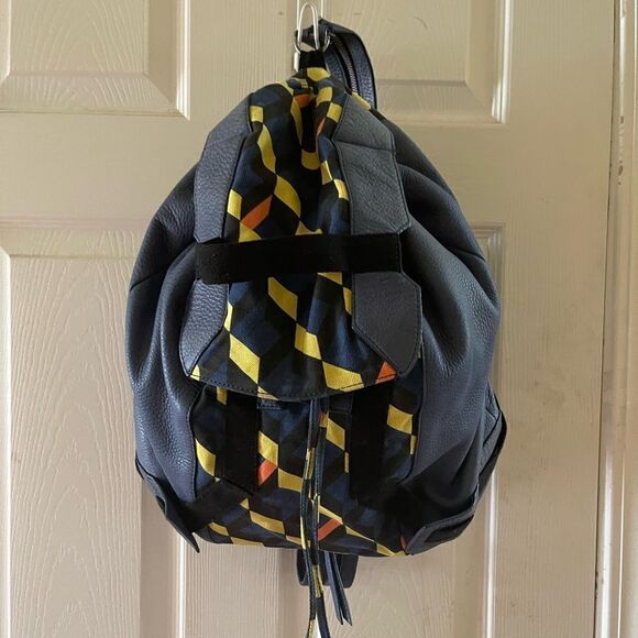 Schuyler & Sons Philadelphia leather Bleu & multi color backpack/Sling b… - Picture 1 of 16